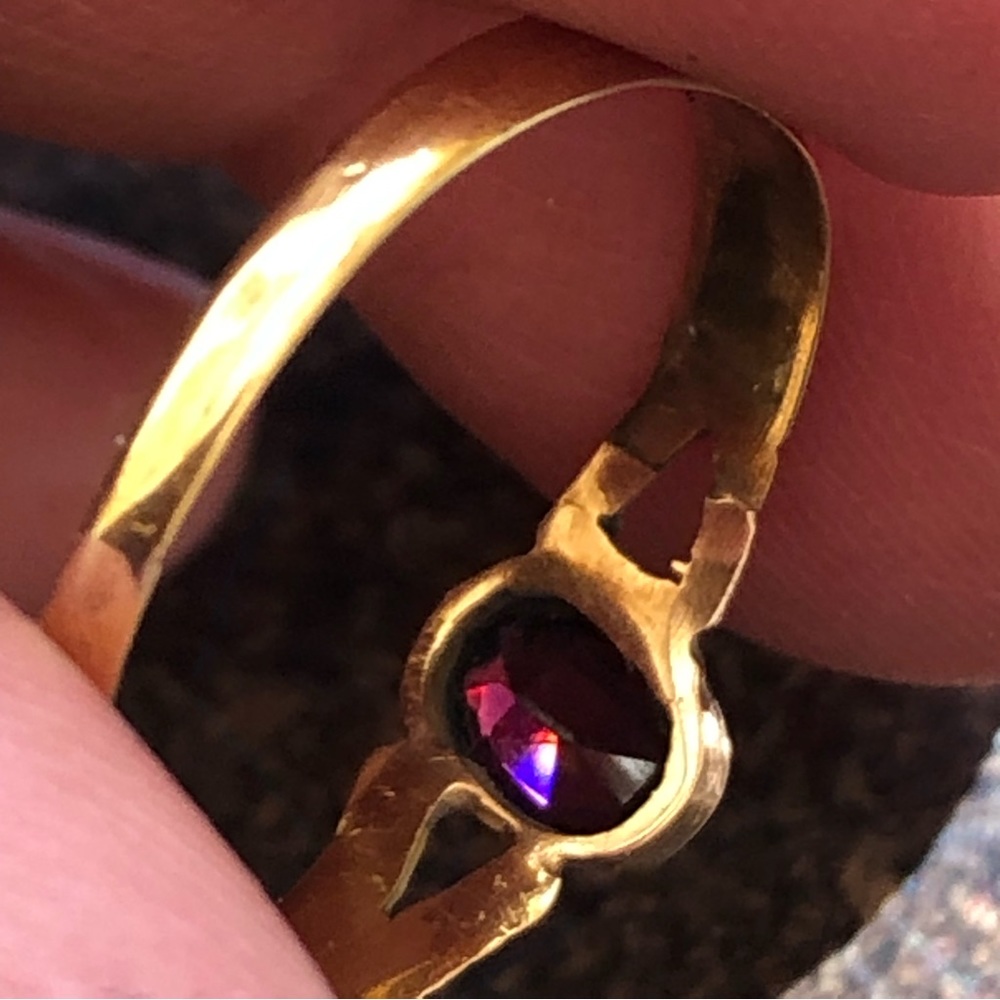 Antique 14k Yellow Gold Rhodolite Garnet Ring - Picture 7 of 13